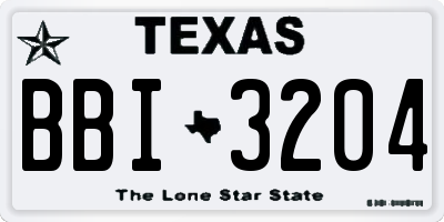 TX license plate BBI3204