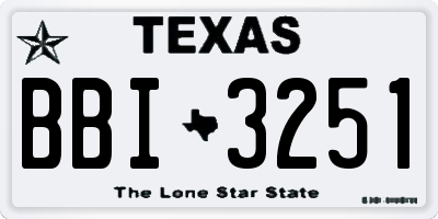 TX license plate BBI3251