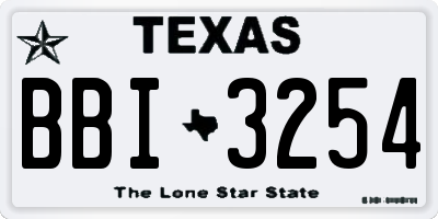 TX license plate BBI3254