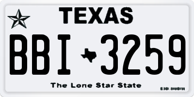 TX license plate BBI3259