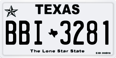 TX license plate BBI3281