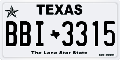 TX license plate BBI3315