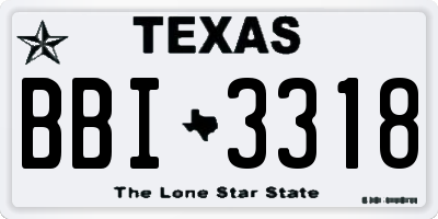 TX license plate BBI3318