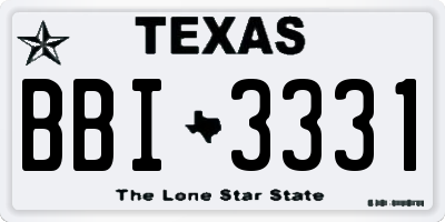 TX license plate BBI3331