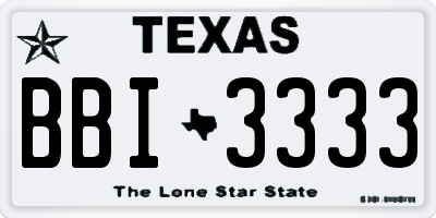 TX license plate BBI3333