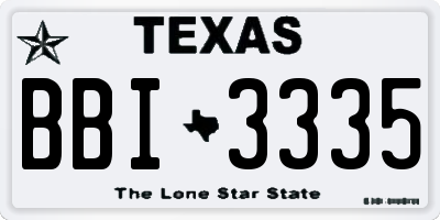 TX license plate BBI3335