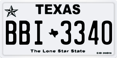 TX license plate BBI3340