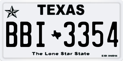 TX license plate BBI3354