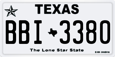 TX license plate BBI3380