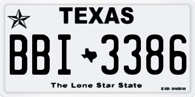 TX license plate BBI3386