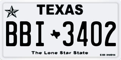 TX license plate BBI3402