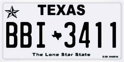 TX license plate BBI3411