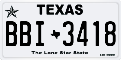 TX license plate BBI3418