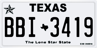 TX license plate BBI3419