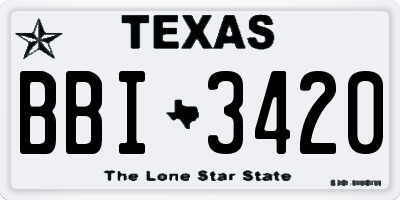 TX license plate BBI3420