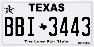 TX license plate BBI3443