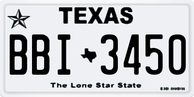 TX license plate BBI3450
