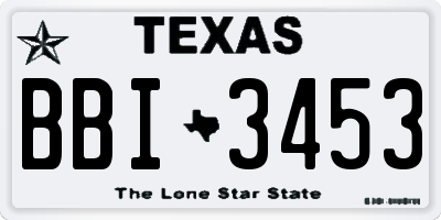 TX license plate BBI3453