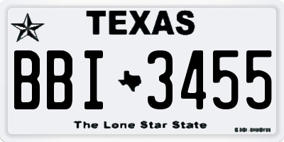 TX license plate BBI3455