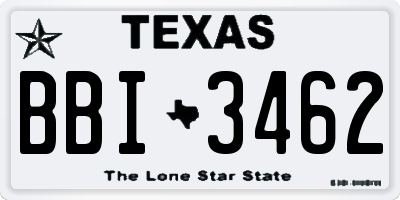 TX license plate BBI3462