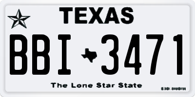 TX license plate BBI3471