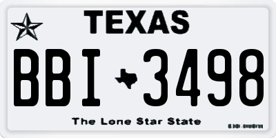 TX license plate BBI3498