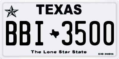 TX license plate BBI3500