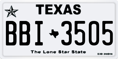 TX license plate BBI3505