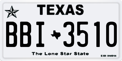 TX license plate BBI3510