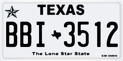TX license plate BBI3512