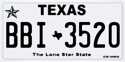 TX license plate BBI3520