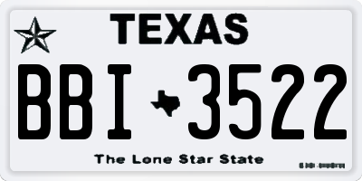 TX license plate BBI3522