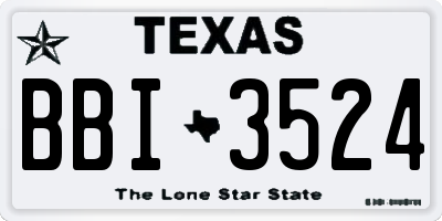 TX license plate BBI3524
