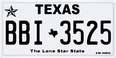 TX license plate BBI3525