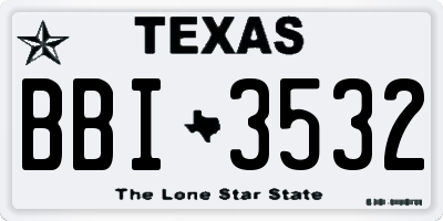 TX license plate BBI3532