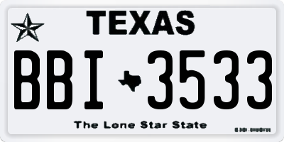 TX license plate BBI3533