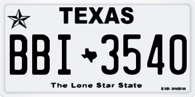 TX license plate BBI3540