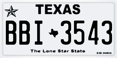 TX license plate BBI3543