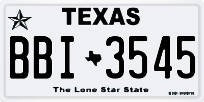 TX license plate BBI3545