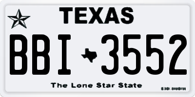 TX license plate BBI3552