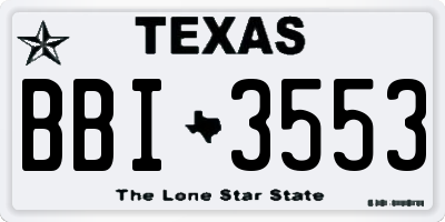 TX license plate BBI3553