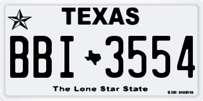 TX license plate BBI3554