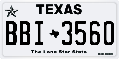 TX license plate BBI3560