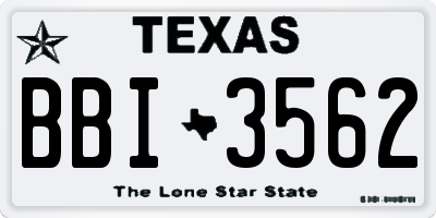 TX license plate BBI3562