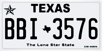TX license plate BBI3576