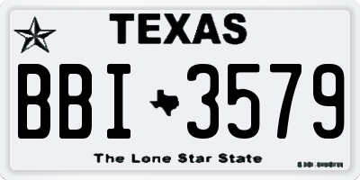 TX license plate BBI3579