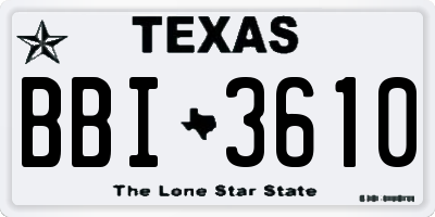 TX license plate BBI3610