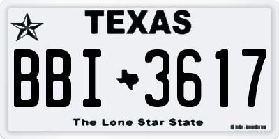 TX license plate BBI3617