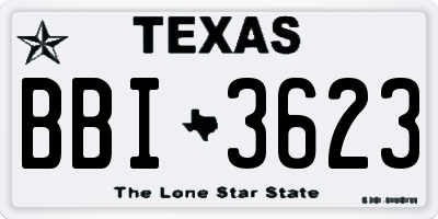 TX license plate BBI3623