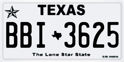 TX license plate BBI3625